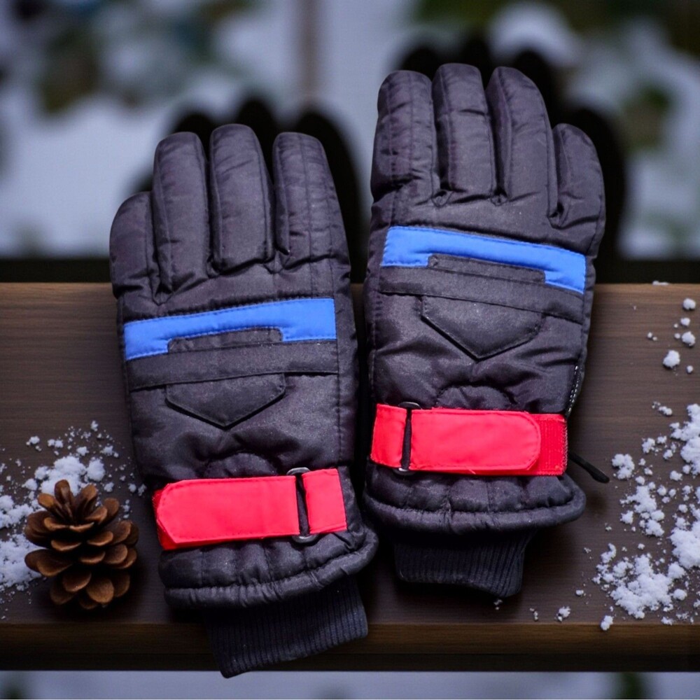 Women’s Large HEAD Thinsulate Winter Gloves Black Red Blue Insulated Ski